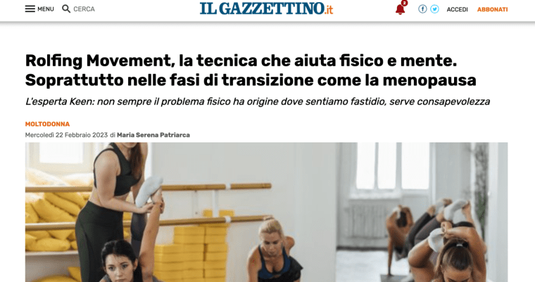 Il Gazzettino: Rolfing Movement, la tecnica che aiuta fisico e mente!